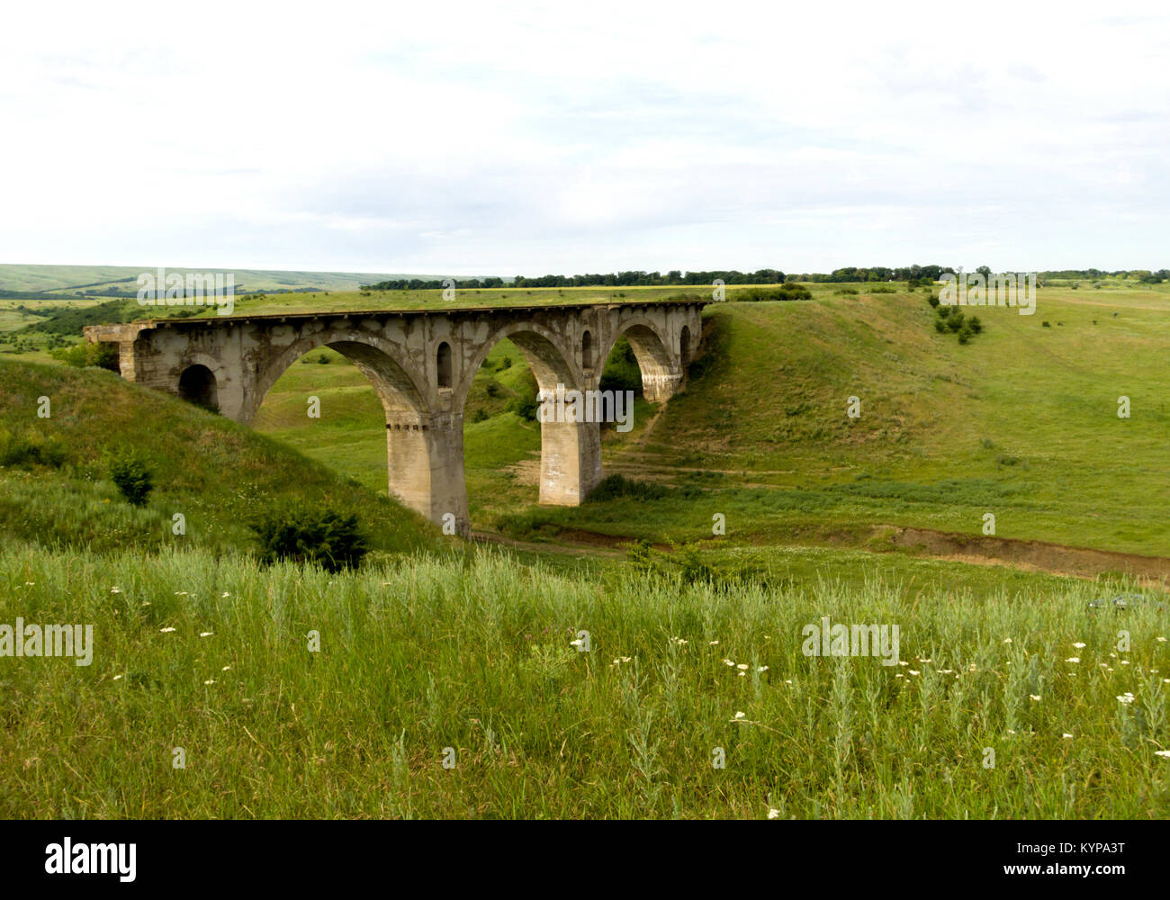 Ruines du pont dans la steppe Banque D'Images