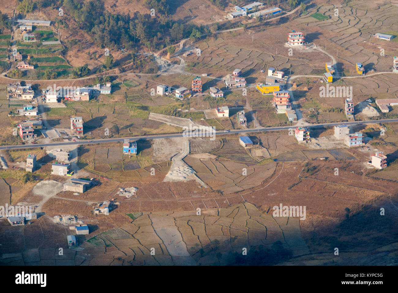 Maisons à la périphérie de Pokhara, au Népal Banque D'Images