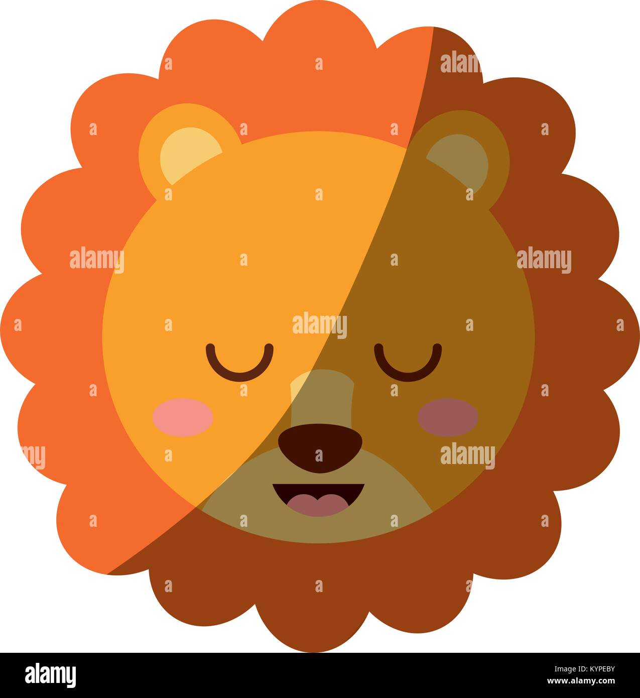 Tête de lion animal cute cartoon yeux fermer Illustration de Vecteur