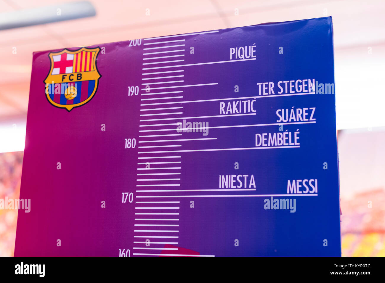 Barcelone, Espagne - 12 janvier 2018 : Le musée de trophées des coupelles et des bourses de l'équipe de FC Barcelone dans le Camp Nou. Banque D'Images