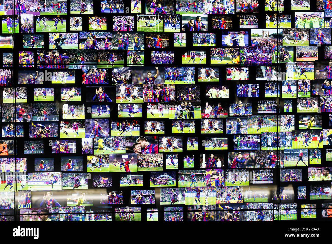 Barcelone, Espagne - 12 janvier 2018 : Le musée de trophées des coupelles et des bourses de l'équipe de FC Barcelone dans le Camp Nou. Banque D'Images