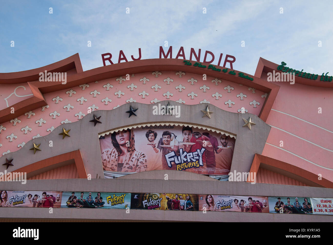 Le célèbre quartier Art déco Raj Mandir Cinema, Jaipur, Inde Banque D'Images