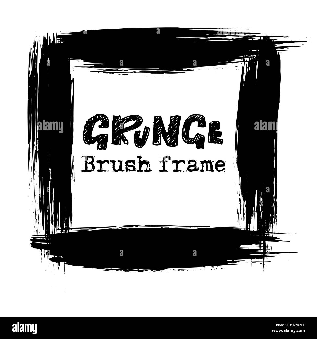 Grunge encre moderne cadre de balais. Vector illustration noir. Illustration de Vecteur
