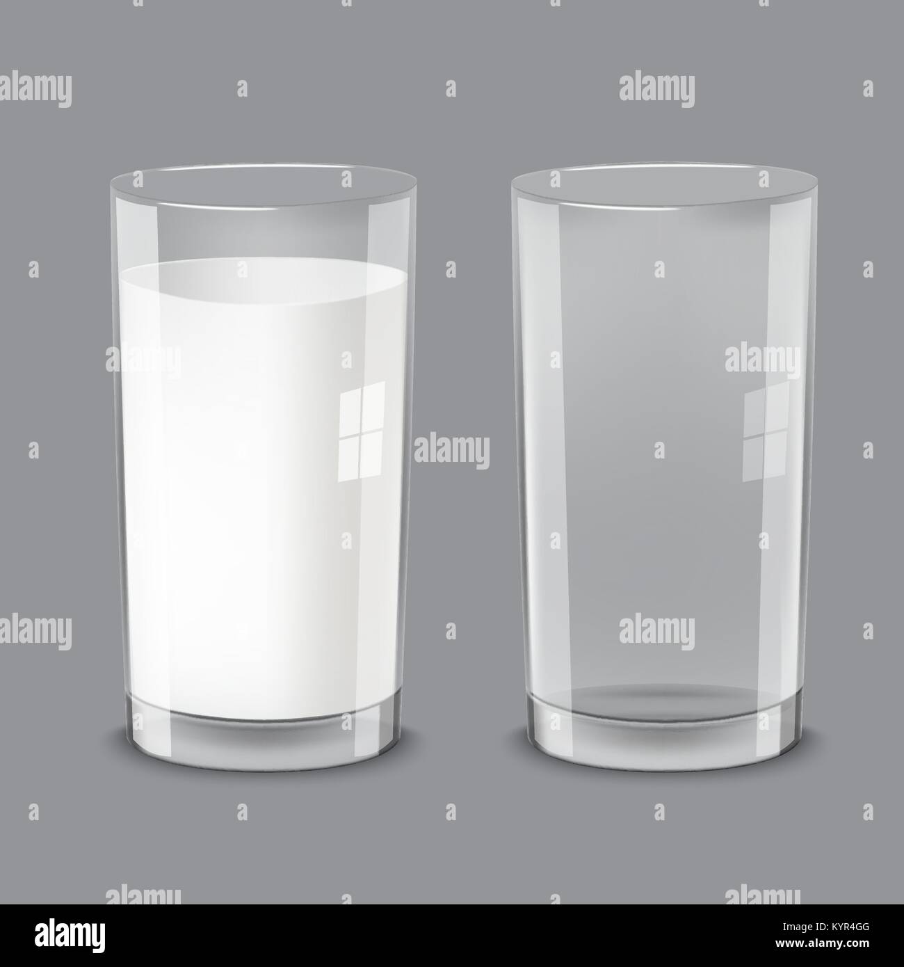 Verres de lait transparent réaliste Illustration de Vecteur