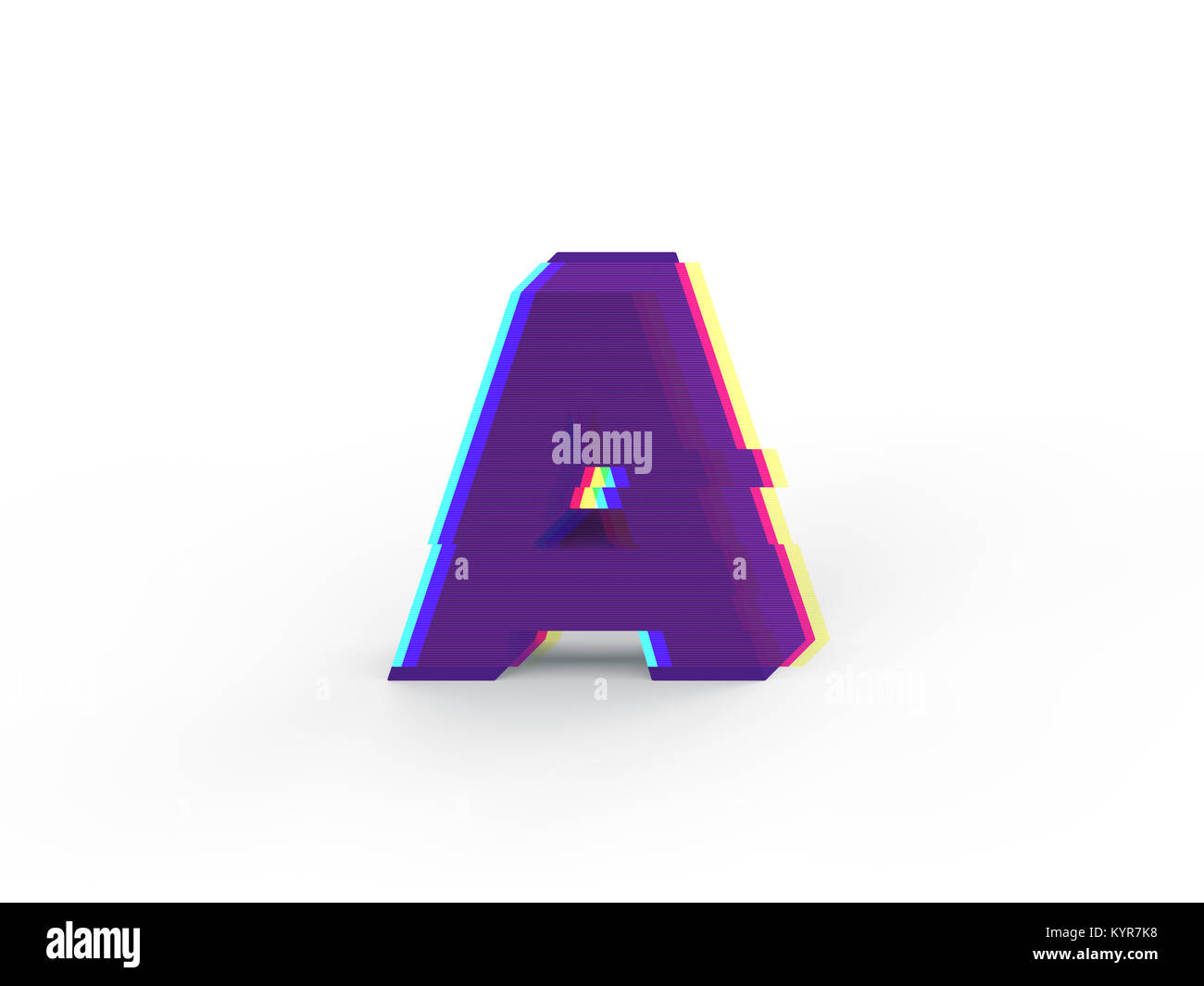 3D réaliste avec une lettre majuscule glitch soft shadow isolé sur fond blanc - La sélection du chemin de fichier. Banque D'Images
