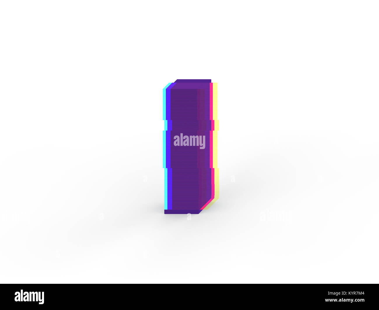 3D réaliste glitch lettre majuscule I avec soft shadow isolé sur fond blanc - La sélection du chemin de fichier. Banque D'Images