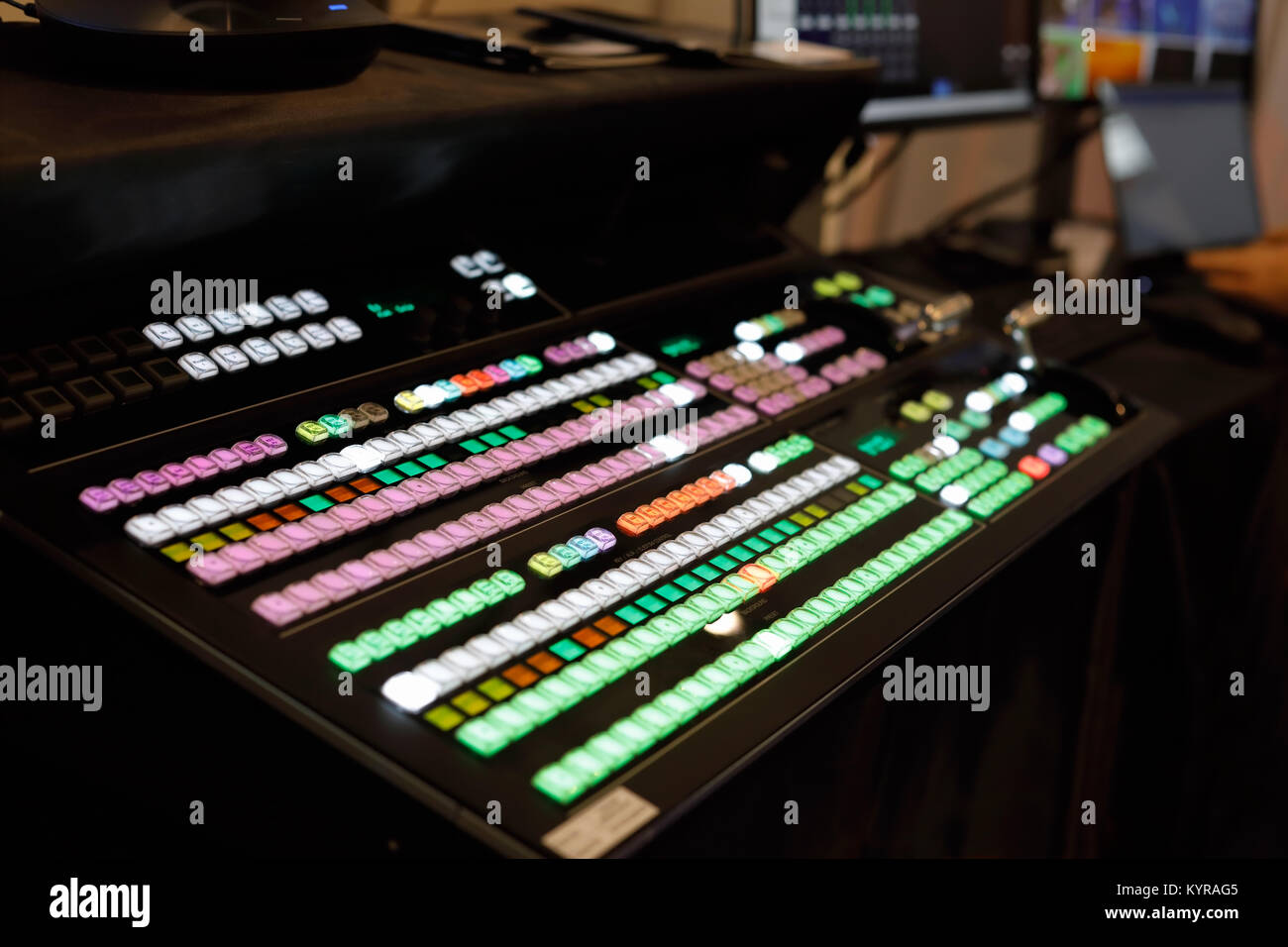 Vue rapprochée de la production vidéo switcher. Focus sélectif. Banque D'Images