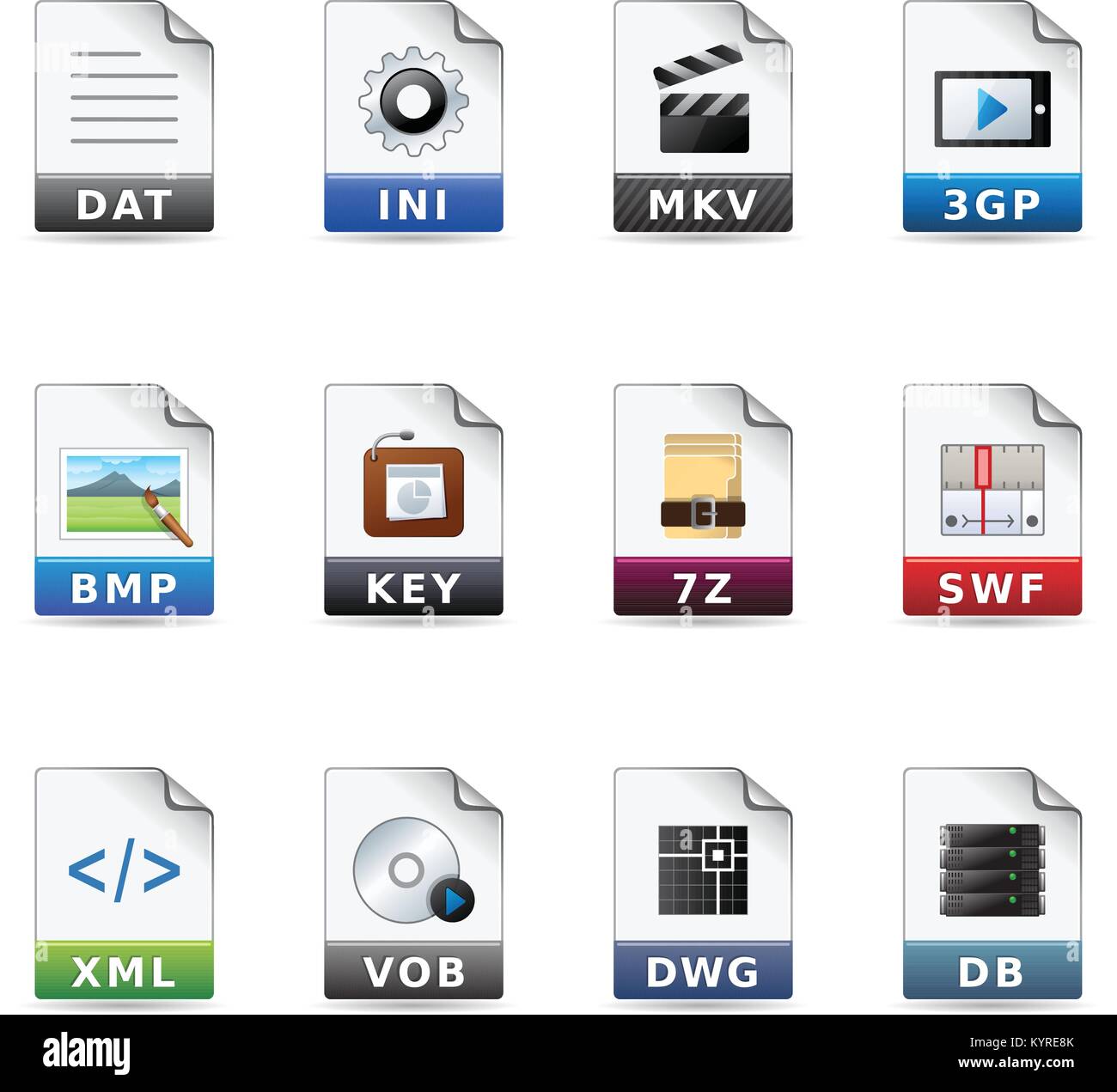 Formats de fichier icon set. Illustration de Vecteur
