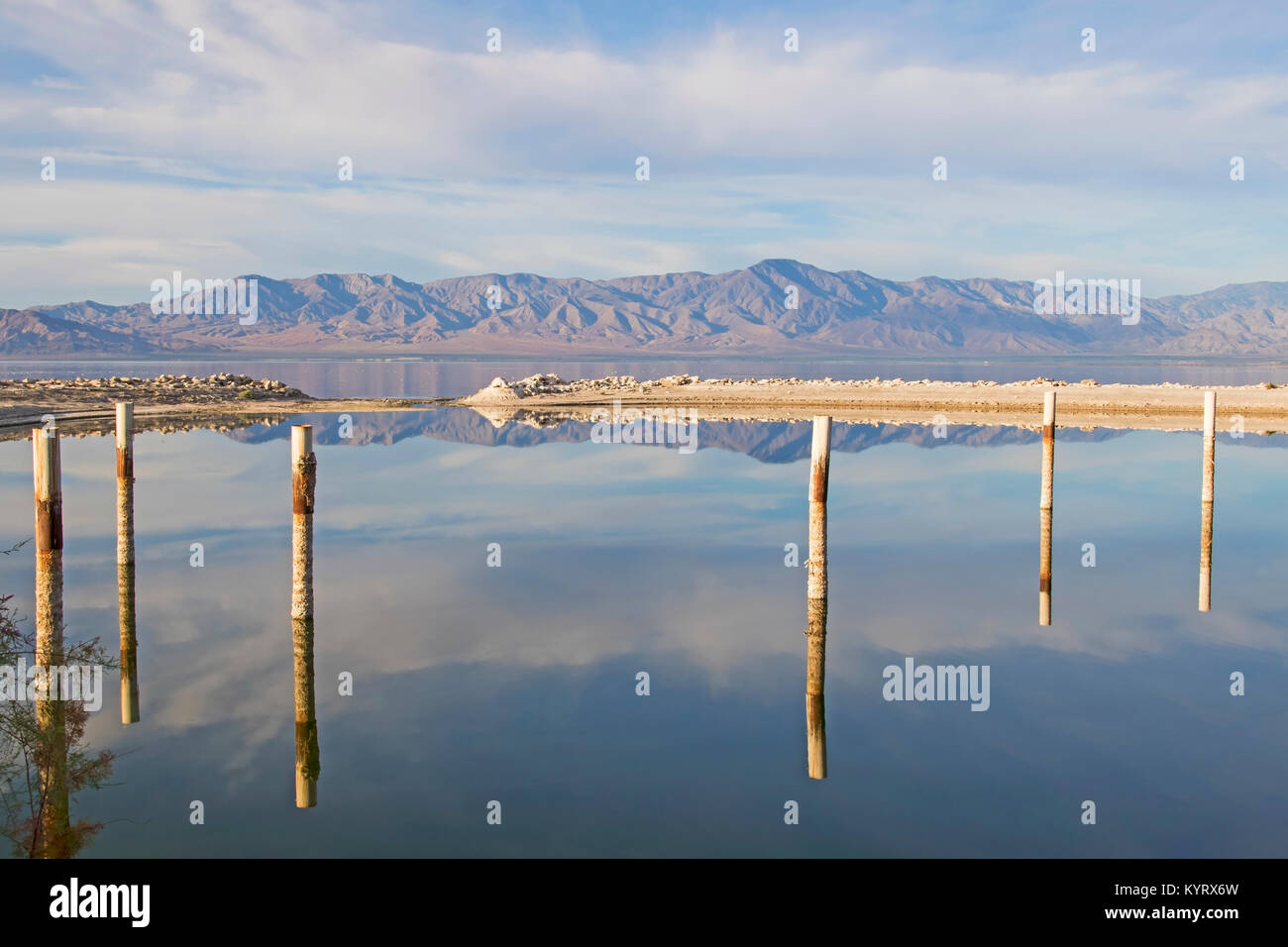 Plage marina au lac Salton Banque D'Images