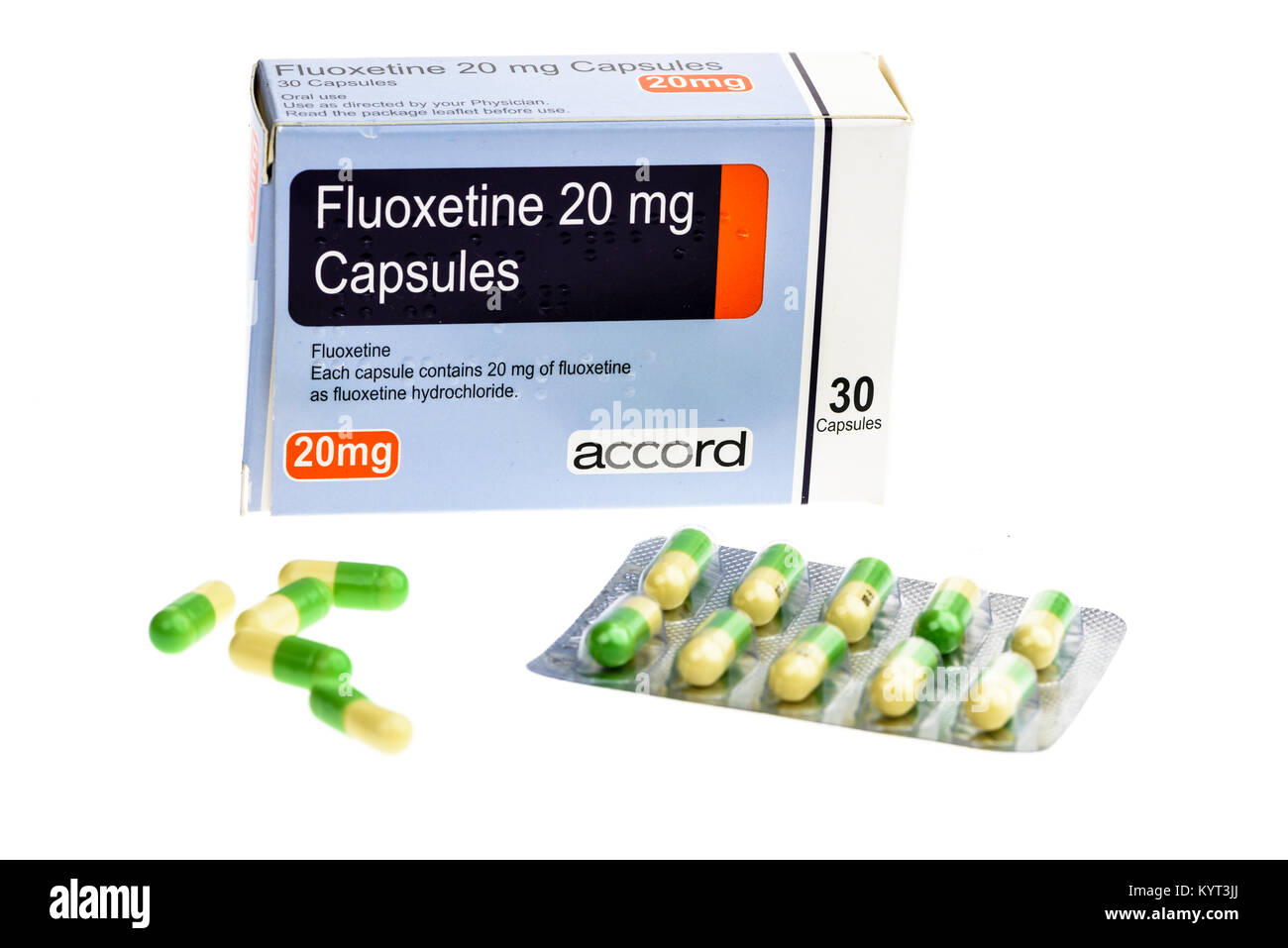 Fluoxetine comprimés anti-dépresseurs utilisés dans le traitement de la dépression Banque D'Images