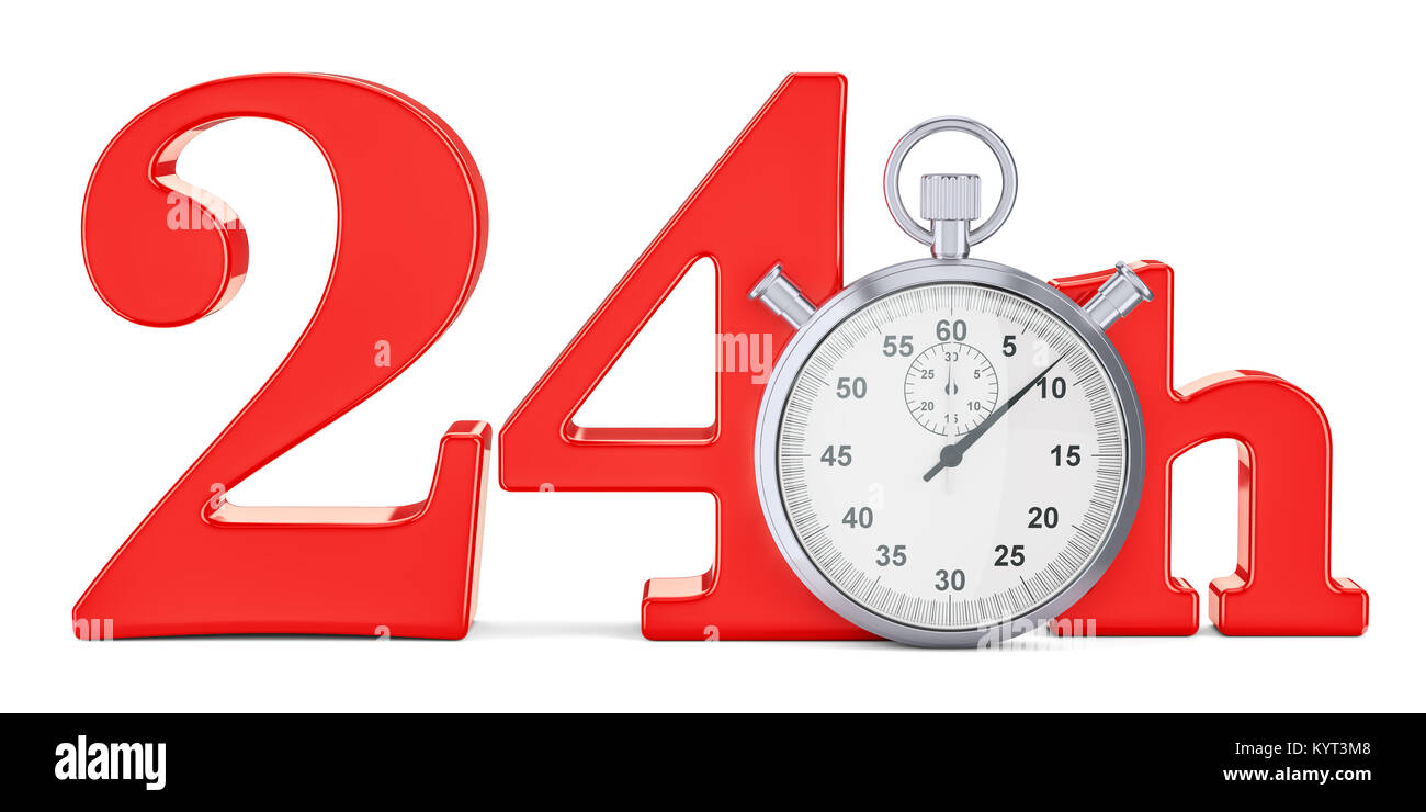 24 heures. livraison rapide, rendu 3D concept isolé sur fond blanc Banque D'Images