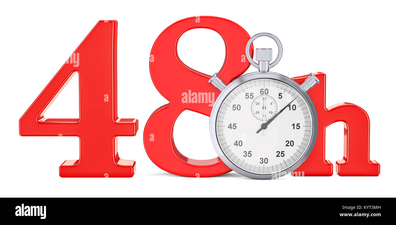 48 heures. livraison rapide, rendu 3D concept isolé sur fond blanc Banque D'Images