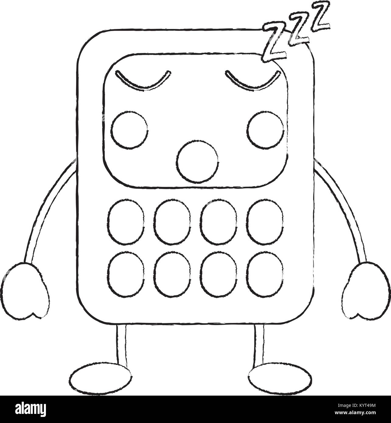 Mathématiques calculatrice caractère kawaii cartoon Illustration de Vecteur