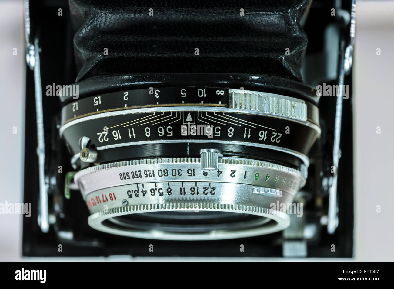 Appareil photo ancien compose de configuration et de l'objectif en détails Banque D'Images