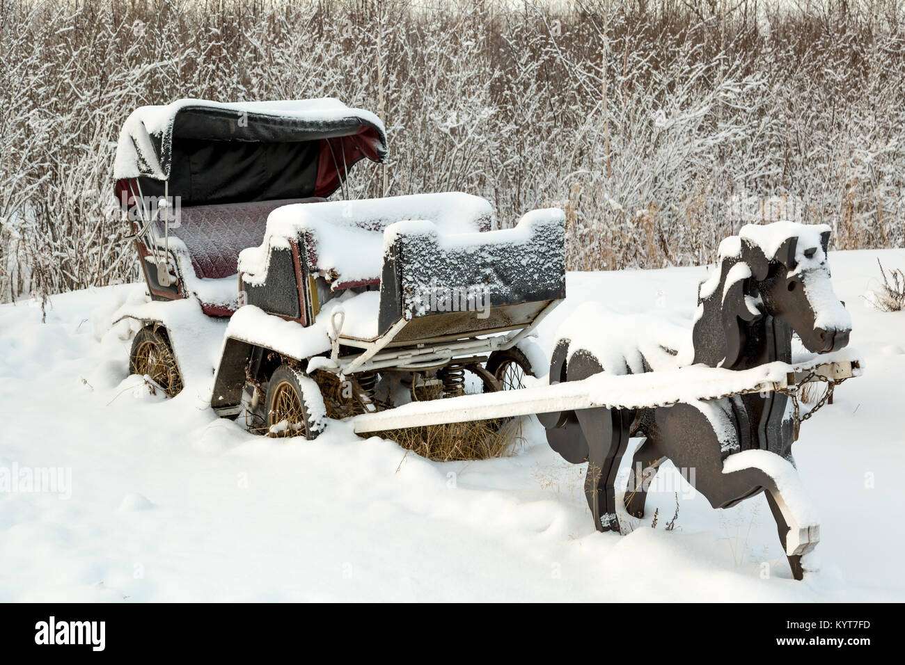 Le chariot dans la neige Banque D'Images