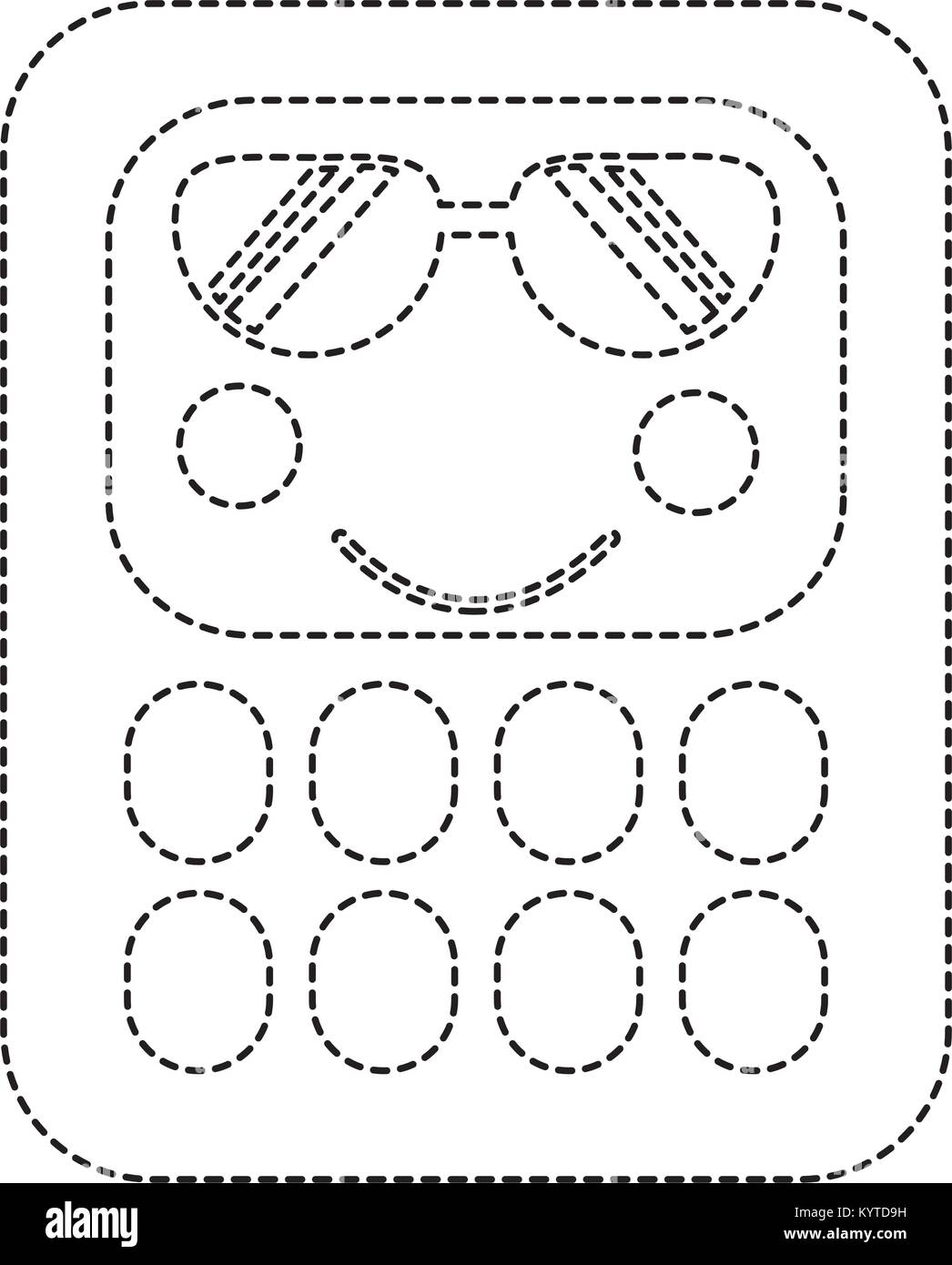 Lunettes de calculatrice des fournitures scolaires kawaii droit Illustration de Vecteur
