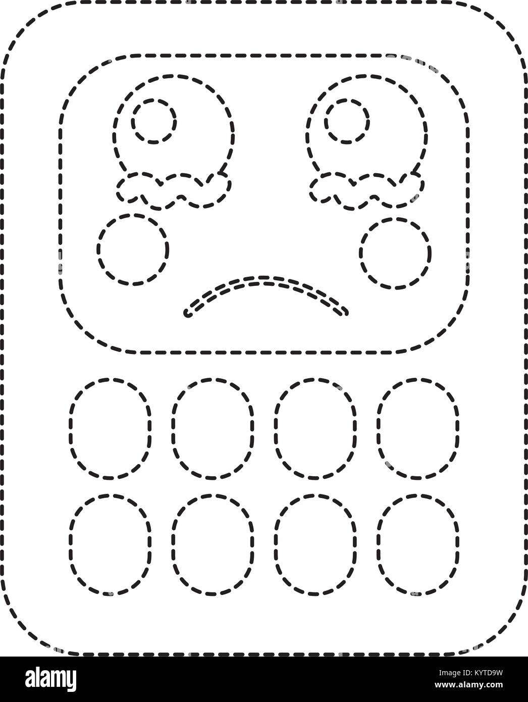 Fournitures scolaires calculatrice triste image icône kawaii Illustration de Vecteur