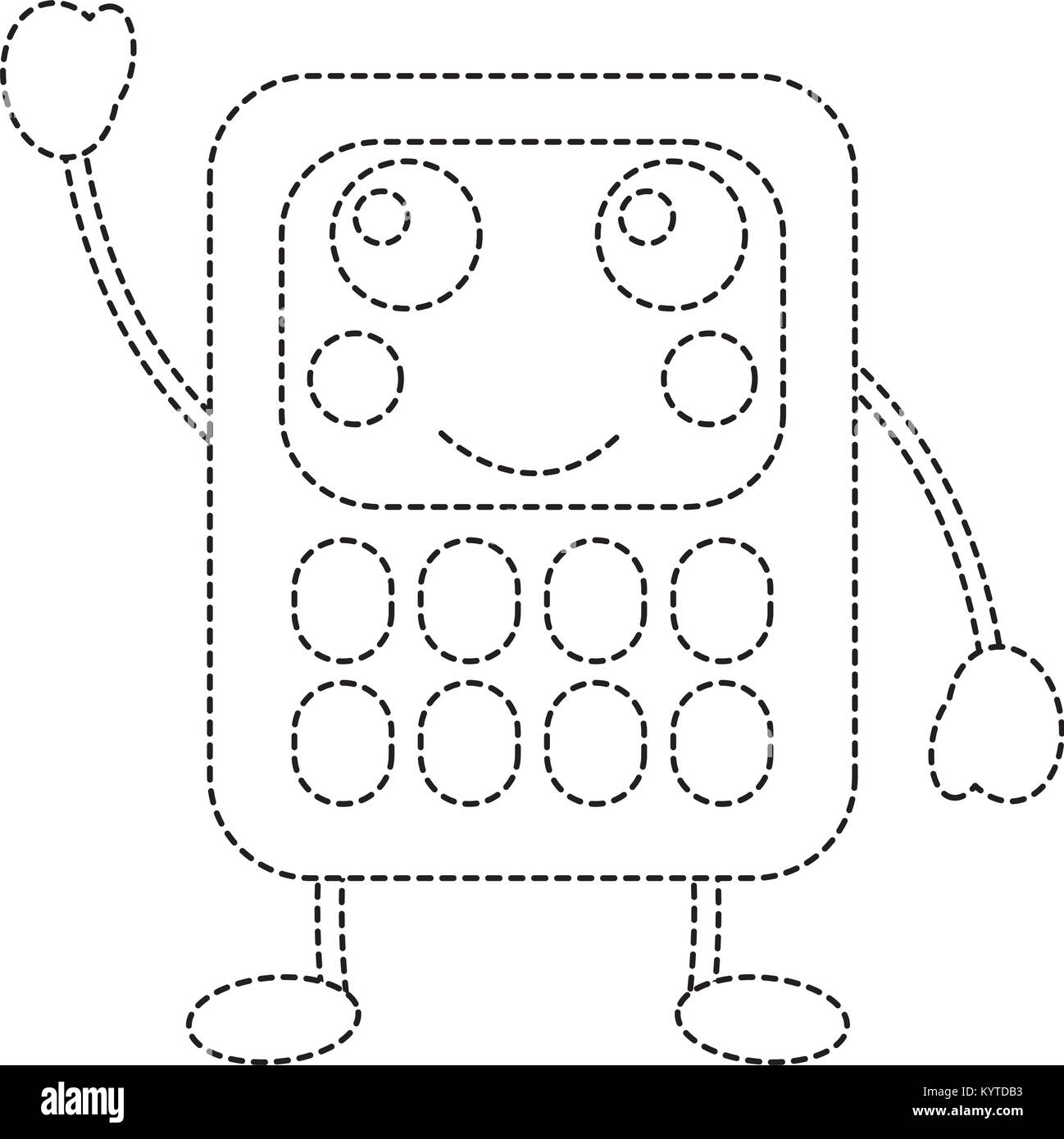 Fournitures scolaires calculatrice heureux kawaii droit Illustration de Vecteur