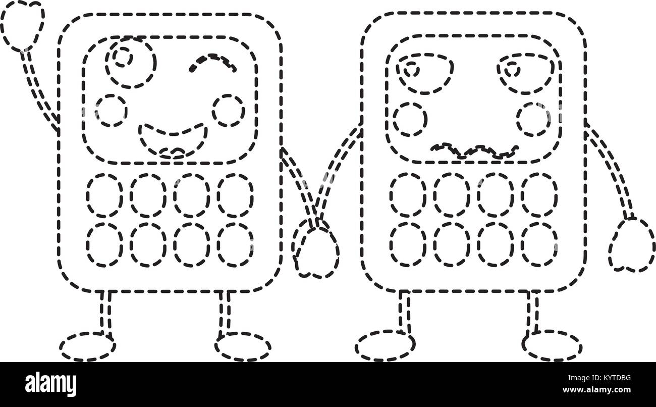 Fournitures scolaires calculatrices kawaii droit Illustration de Vecteur