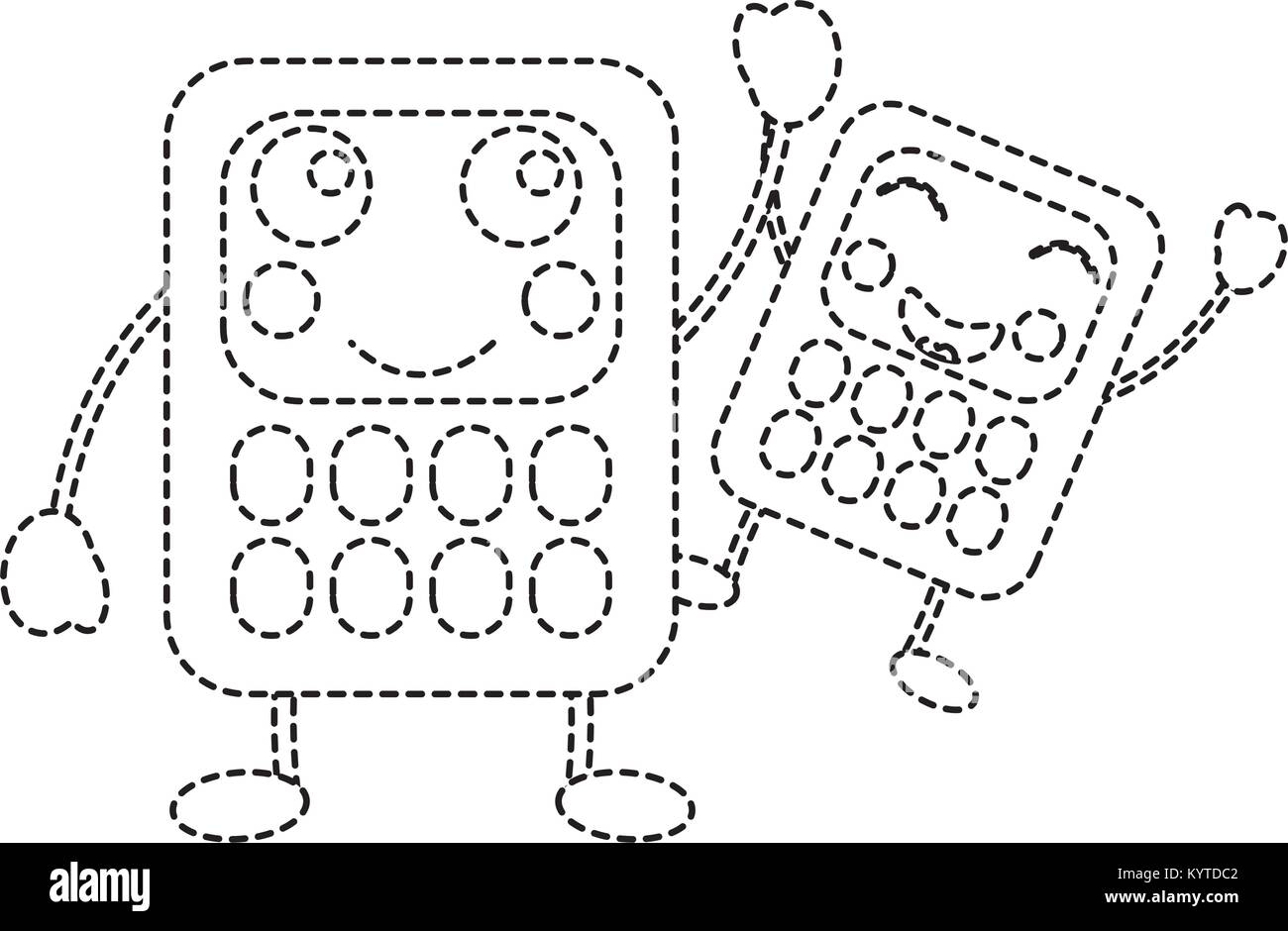 Fournitures scolaires calculatrices kawaii droit Illustration de Vecteur