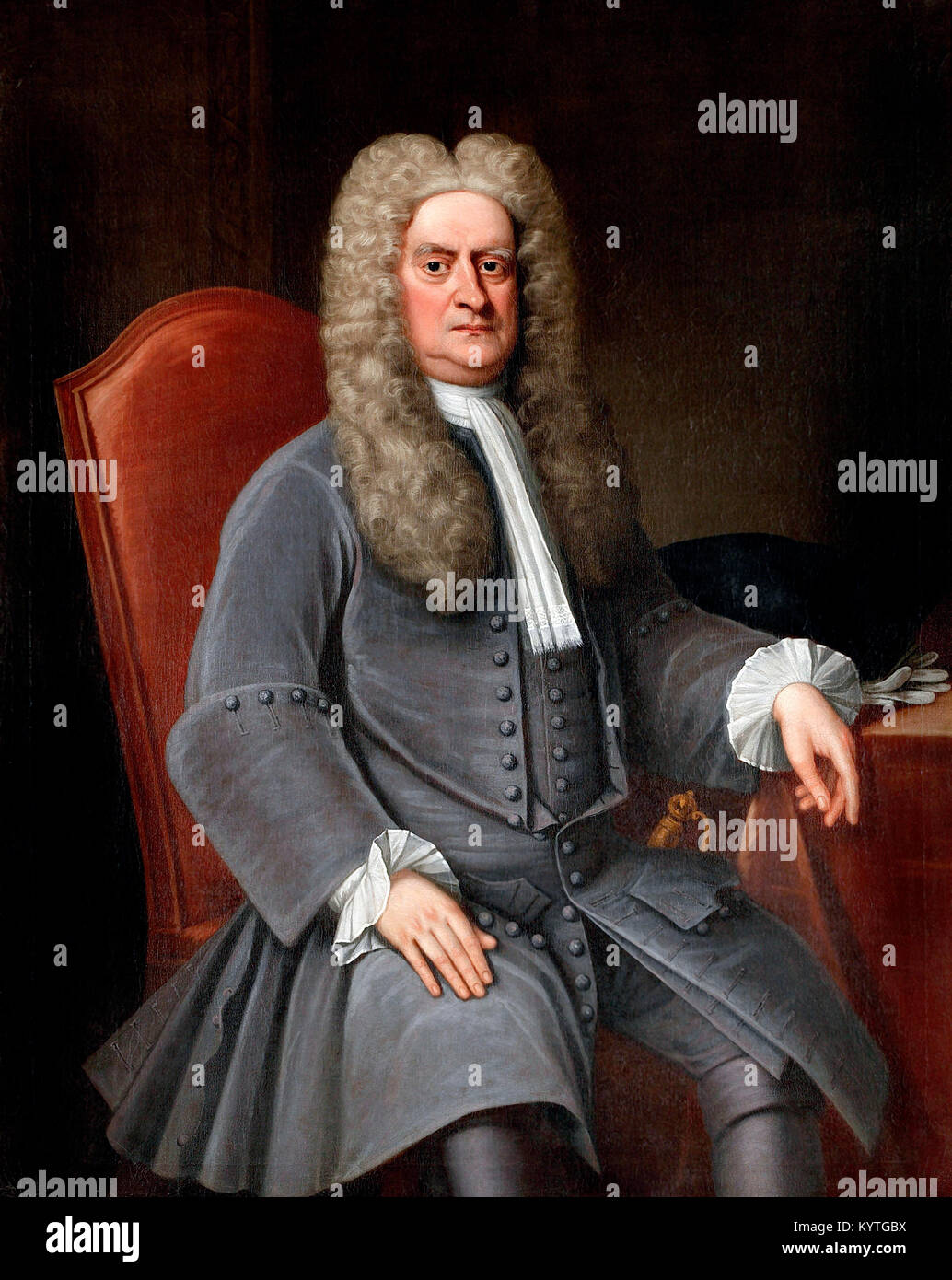 Sir Isaac Newton (1642-1727), portrait de la physicien et mathématicien anglais, c.1715-20 Banque D'Images