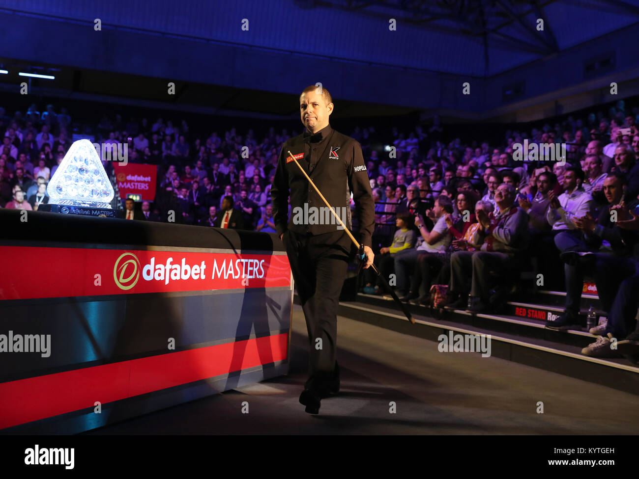 Barry Hawkins au cours de la troisième journée du Masters 2018 Dafabet à Alexandra Palace, Londres. Banque D'Images