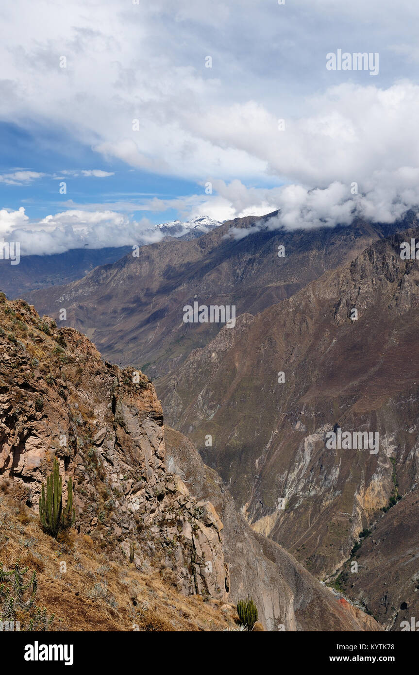 Le Pérou, le canyon de Colca. secend wolds plus profond canyon à 3191m. Vue sur le canyon de la route vers le village de Pinchollo geyser Banque D'Images