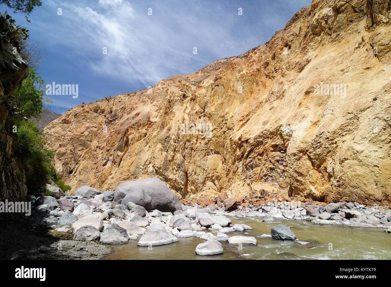 Le Pérou, le canyon de Colca. secend wolds plus profond canyon à 3191m. Vue sur le canyon de la route vers le village de Pinchollo geyser Banque D'Images