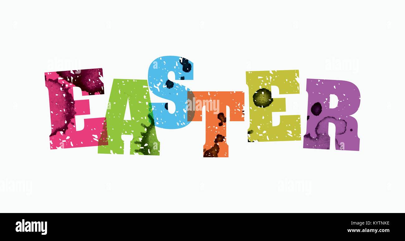 Le mot Easter concept imprimé en typographie, part estampillé grunge coloré peinture et de l'encre. 10 EPS vectoriel disponible. Illustration de Vecteur