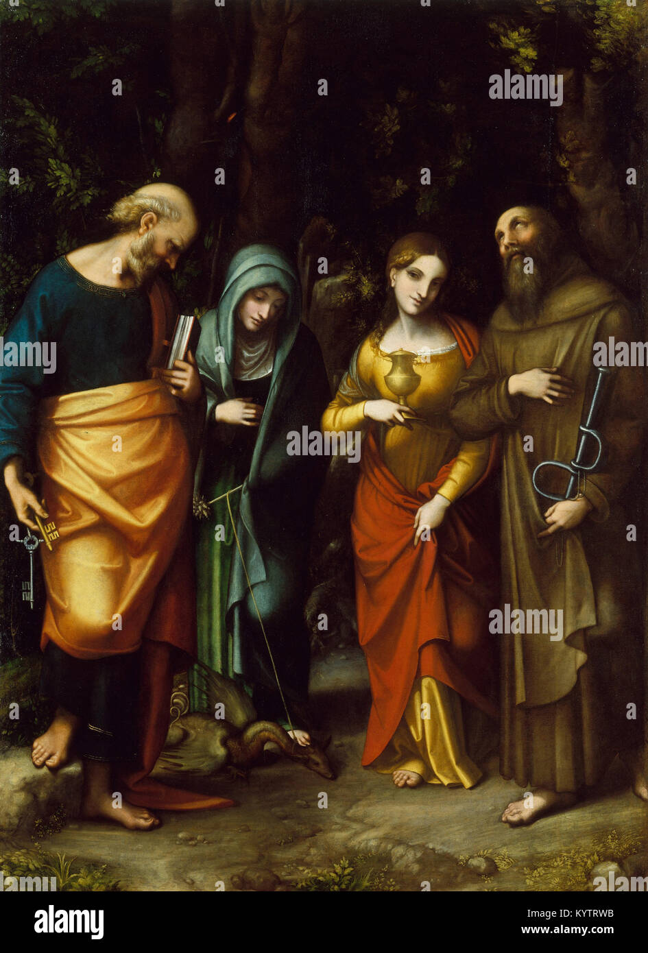 Antonio Allegri, connu sous le nom de Correggio - Saints Pierre, Marthe, Marie Madeleine, et Leonard Banque D'Images