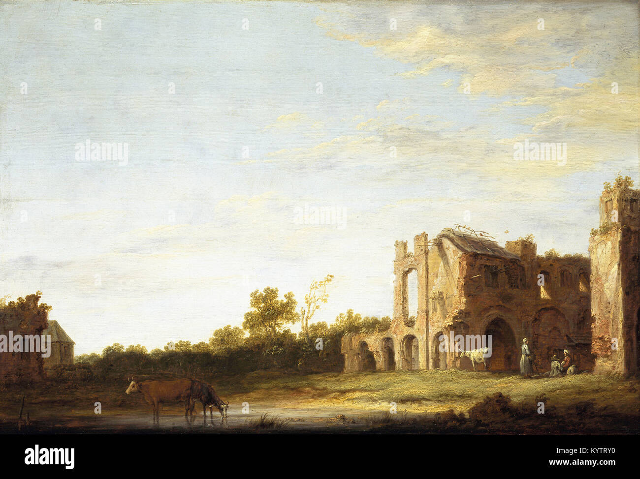 Aelbert Cuyp - paysage avec les ruines de l'abbaye de Rijnsburg, près de Leiden Banque D'Images