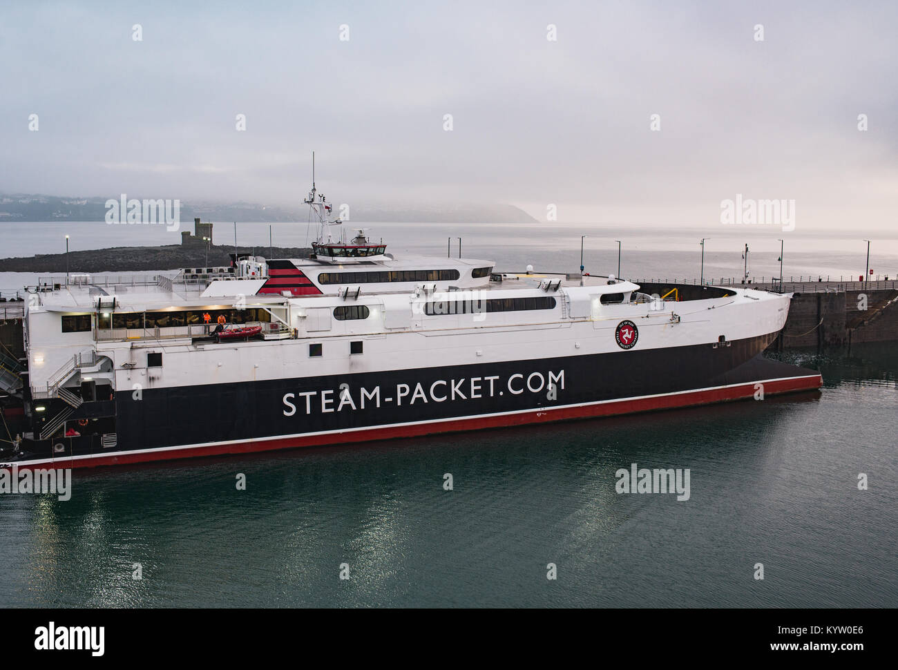 Le ferry de l'île de Man Steam-Packet est amarré à Douglas matin Banque D'Images