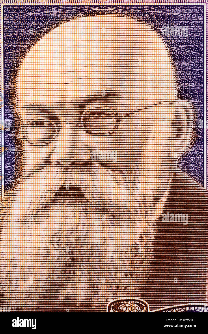 Mykhailo Hrushevsky portrait de vieil argent Ukrainien Banque D'Images