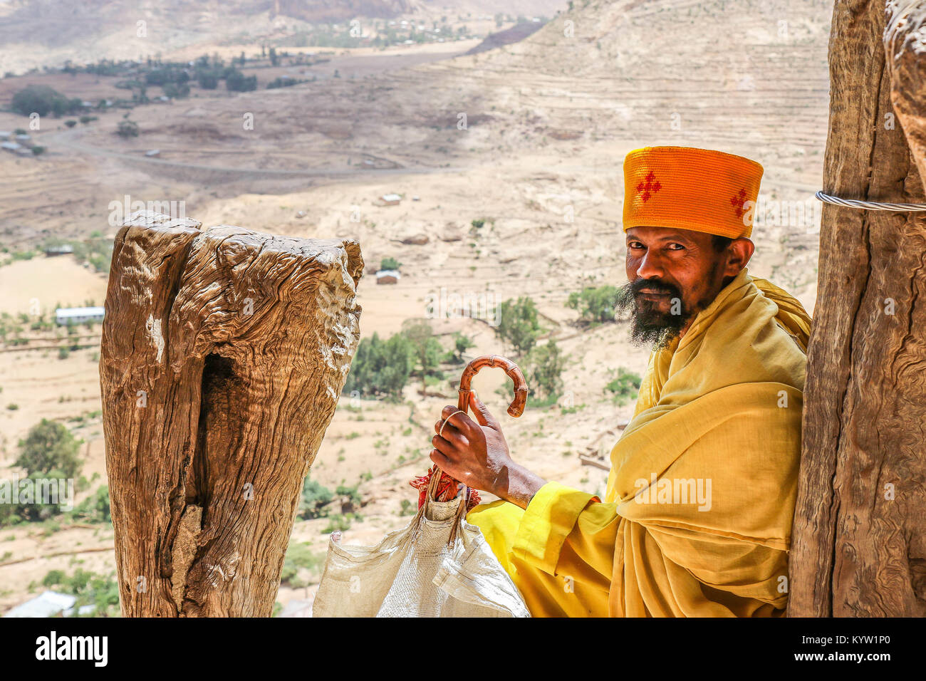 Debré Damo est un monastère du vie siècle dans le nord de l'Éthiopie, près de la fermeture de la frontière avec l'Érythrée, il n'est accessible qu'aux hommes. Banque D'Images