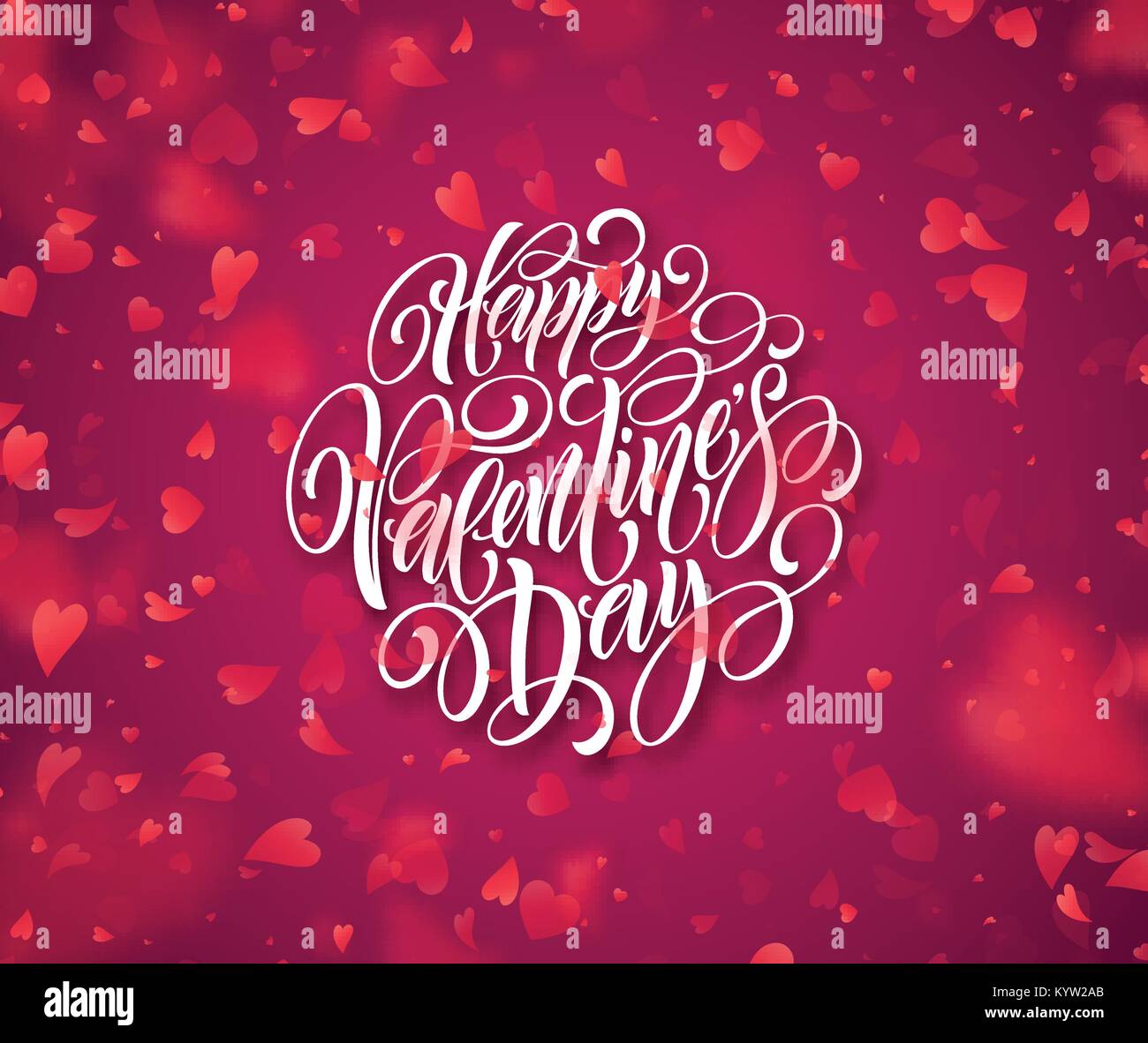 Happy valentines day texte manuscrit sur l'arrière-plan flou coeur. Vector illustration Illustration de Vecteur