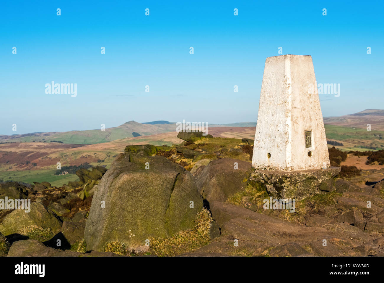 Point sur les blattes Trig, parc national de Peak District Banque D'Images