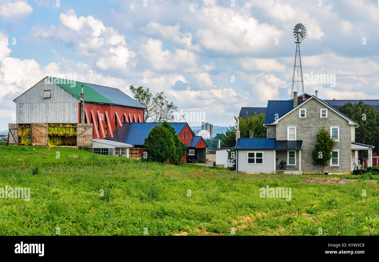 Les bâtiments de ferme en pays Amish en Pennsylvanie, USA Banque D'Images