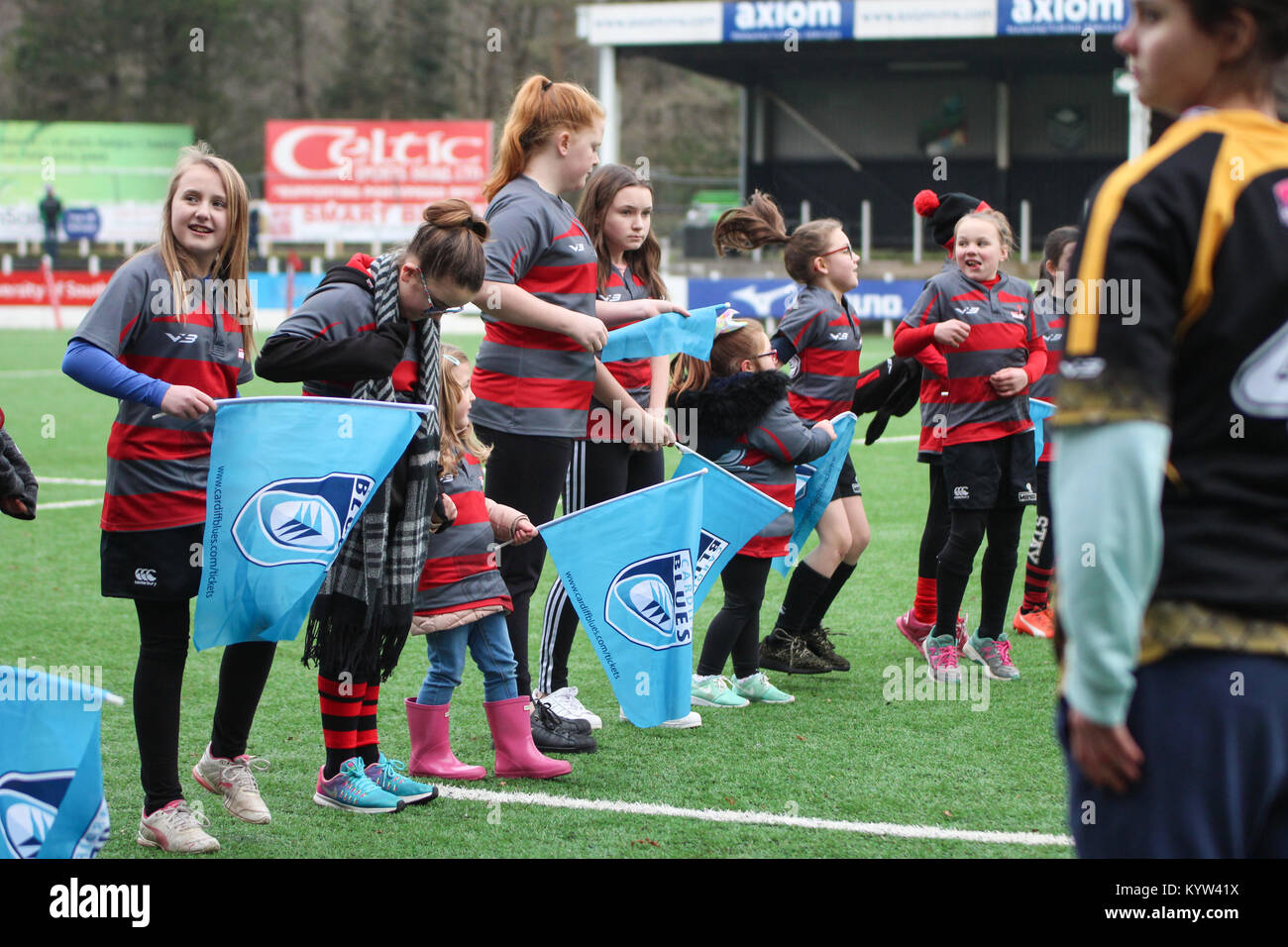 14 janvier 2018. Pontypridd RFC, le Pays de Galles. Cardiff Blues Mesdames match contre Ospreys Mesdames. Score final a été Ospreys 22-10 Cardiff Banque D'Images
