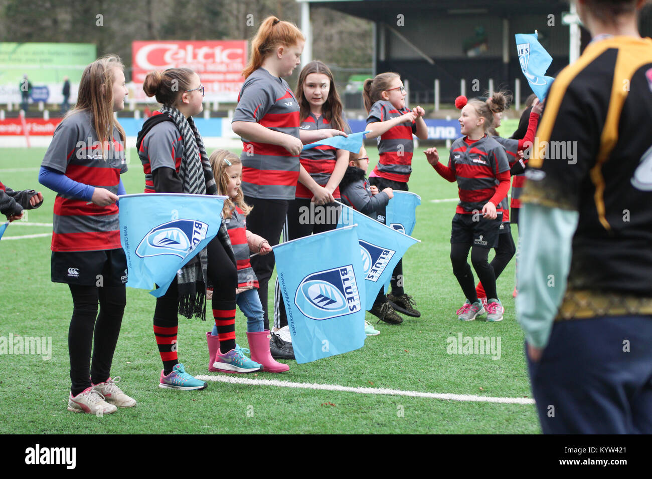 14 janvier 2018. Pontypridd RFC, le Pays de Galles. Cardiff Blues Mesdames match contre Ospreys Mesdames. Score final a été Ospreys 22-10 Cardiff Banque D'Images
