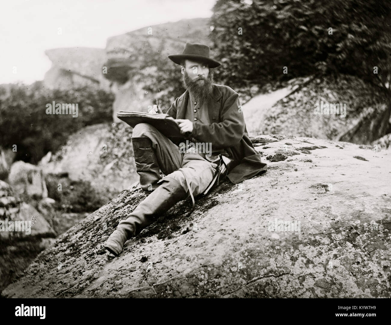 Gettysburg, Pennsylvanie R. Alfred Waud, artiste de Harper's Weekly, esquisse sur battlefield Banque D'Images