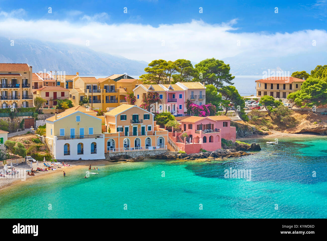 Village d'Assos, l'île de Céphalonie, Grèce Banque D'Images