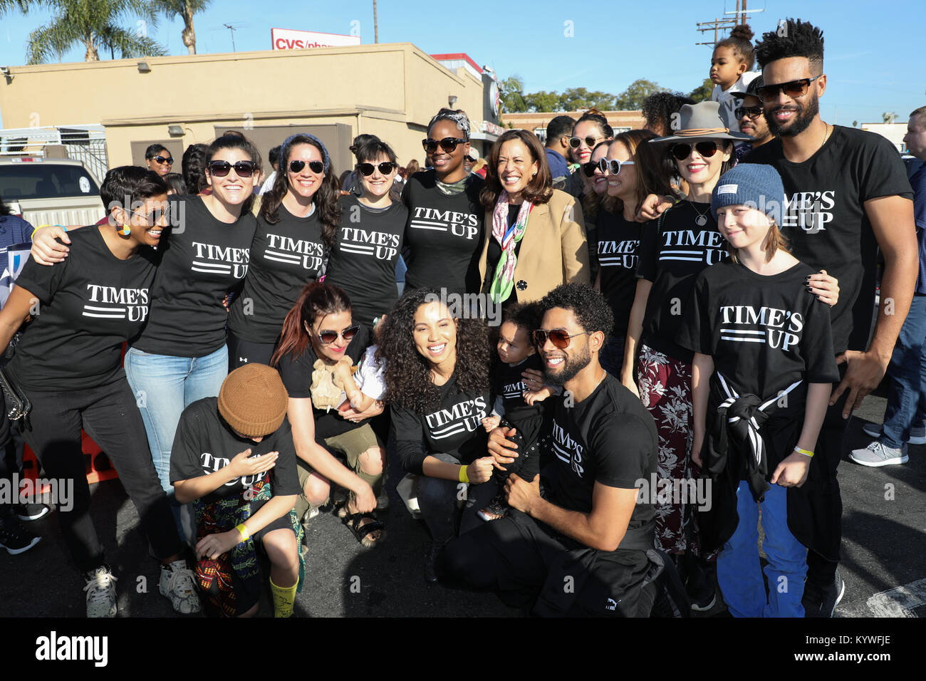 Los Angeles, Californie, USA. 15 janvier, 2018. Jurnee Smollett-Bell, Dee Rees, Sénateur des États-Unis, Kamala Harris Jussie Smollett, Natalie Portman, Josiah Bell participant à la Martin Luther King, Kingdom Day Parade à Los Angeles le 15 janvier 2018. Sheri Determan/Alamy Live News Banque D'Images