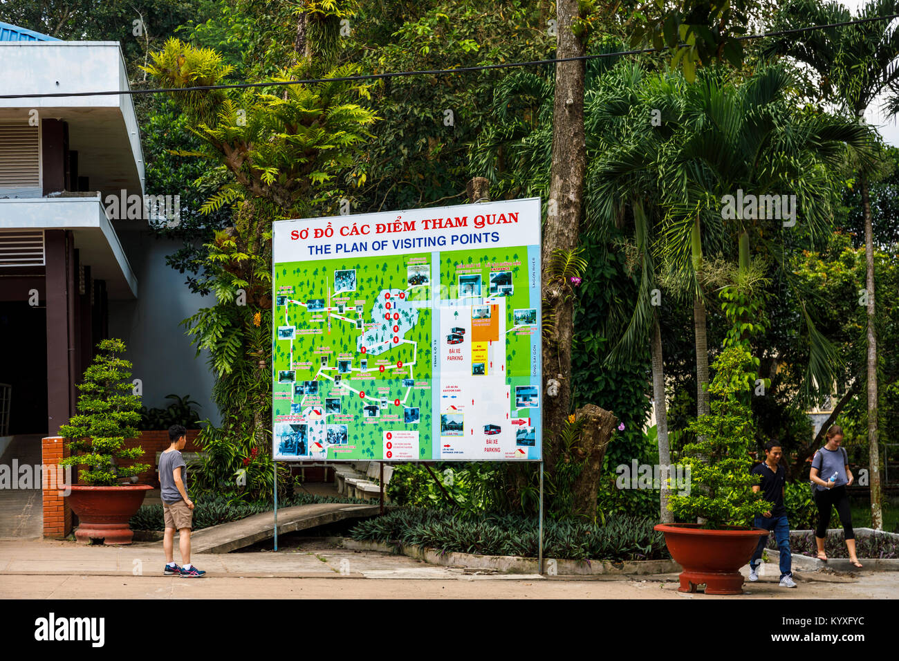 Plan de localisation de l'icône de réseau de tunnels de Cu Chi Tunnels Viet Cong, cachée, une attraction touristique de premier plan, Saigon (Ho Chi Minh Ville), le sud Vietnam Banque D'Images