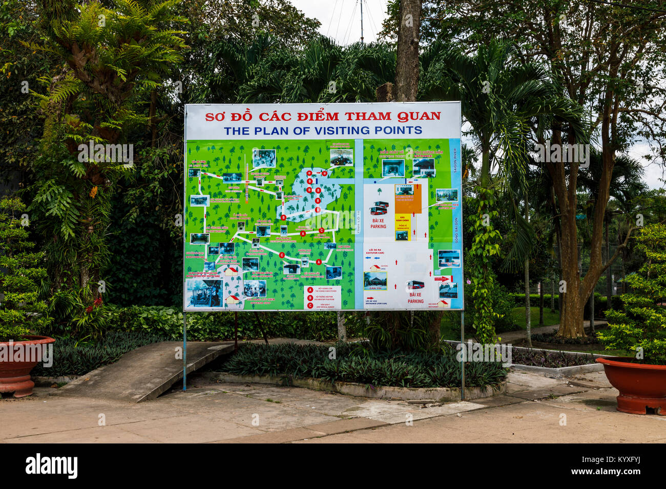 Plan de localisation de l'icône de réseau de tunnels de Cu Chi Tunnels Viet Cong, cachée, une attraction touristique de premier plan, Saigon (Ho Chi Minh Ville), le sud Vietnam Banque D'Images