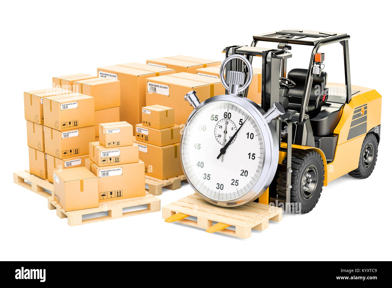 Rapidité de livraison et d'expédition, rendu 3D concept isolé sur fond blanc Banque D'Images
