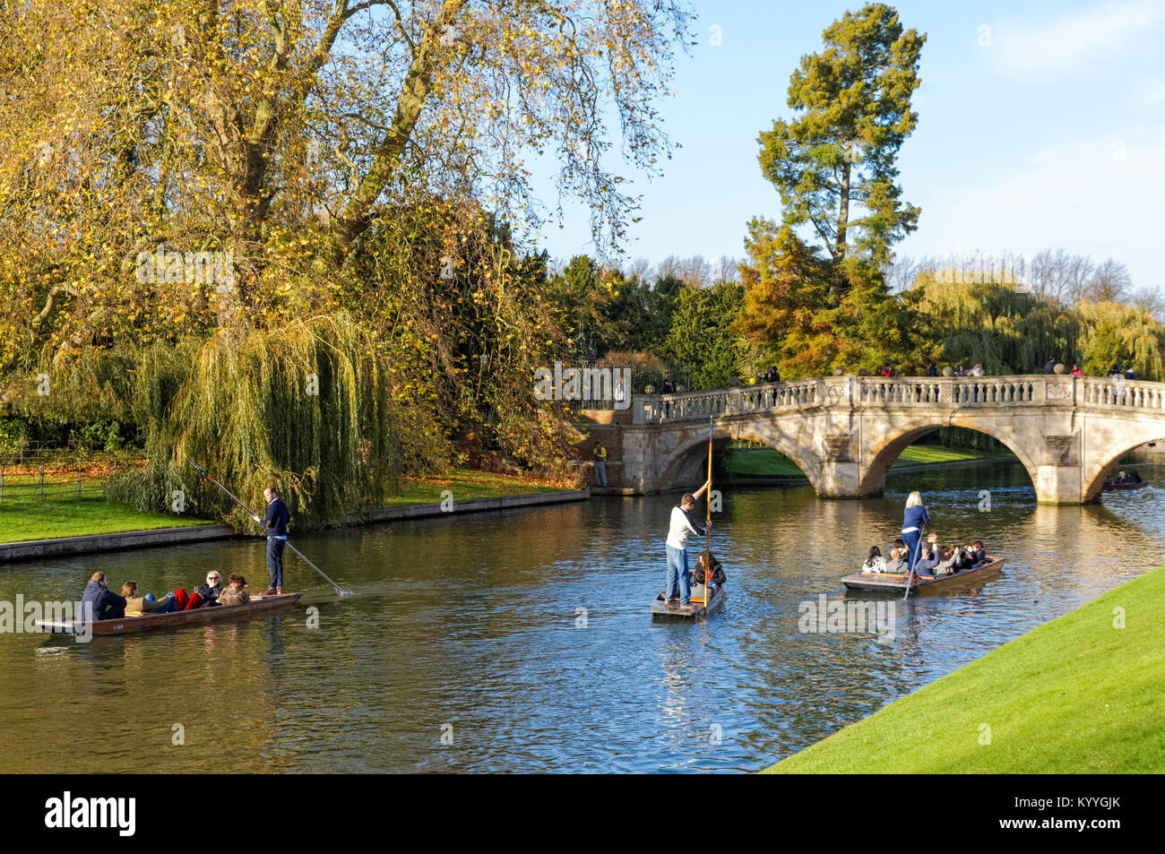 À l'automne en barque sur la rivière Cam Cambridge Cambridgeshire, Angleterre Royaume-Uni UK Banque D'Images