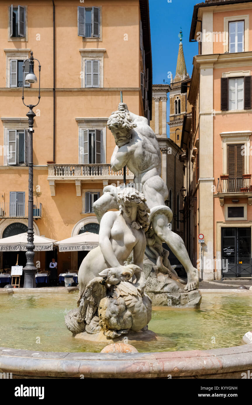 La fontaine de Neptune de la Piazza Navona, Rome, Italie Banque D'Images