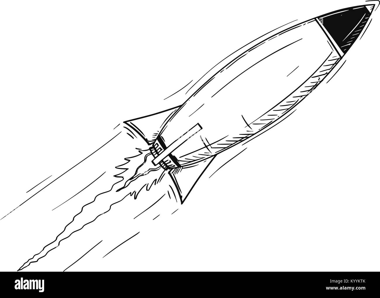 Caricature de fusée en vol Illustration de Vecteur