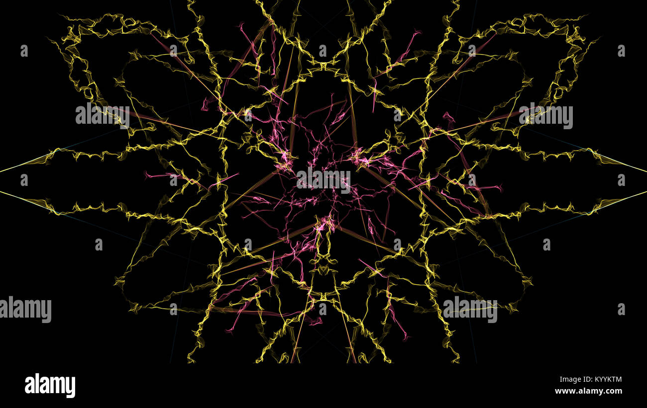 Les couleurs vives de la lignes sur fond noir. La symétrie de la soie série. Banque D'Images