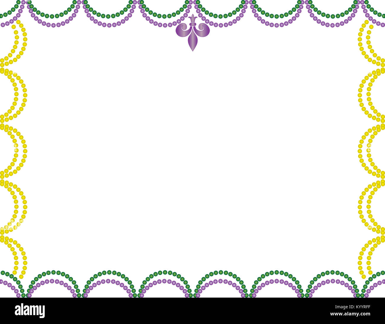 Modèle d'Affiche Mardi Gras avec des perles, pourpre, or, vert, Banque D'Images